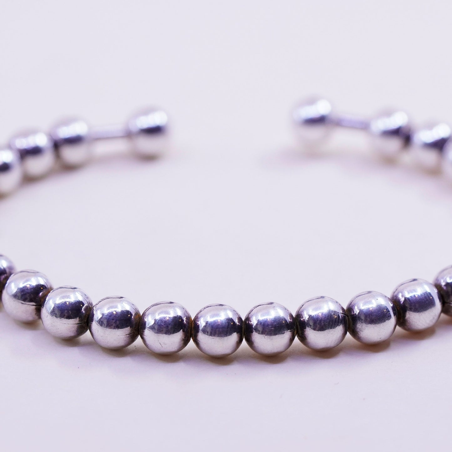 6.75”, vintage sterling silver contemporary handmade bracelet, 925 cuff beads
