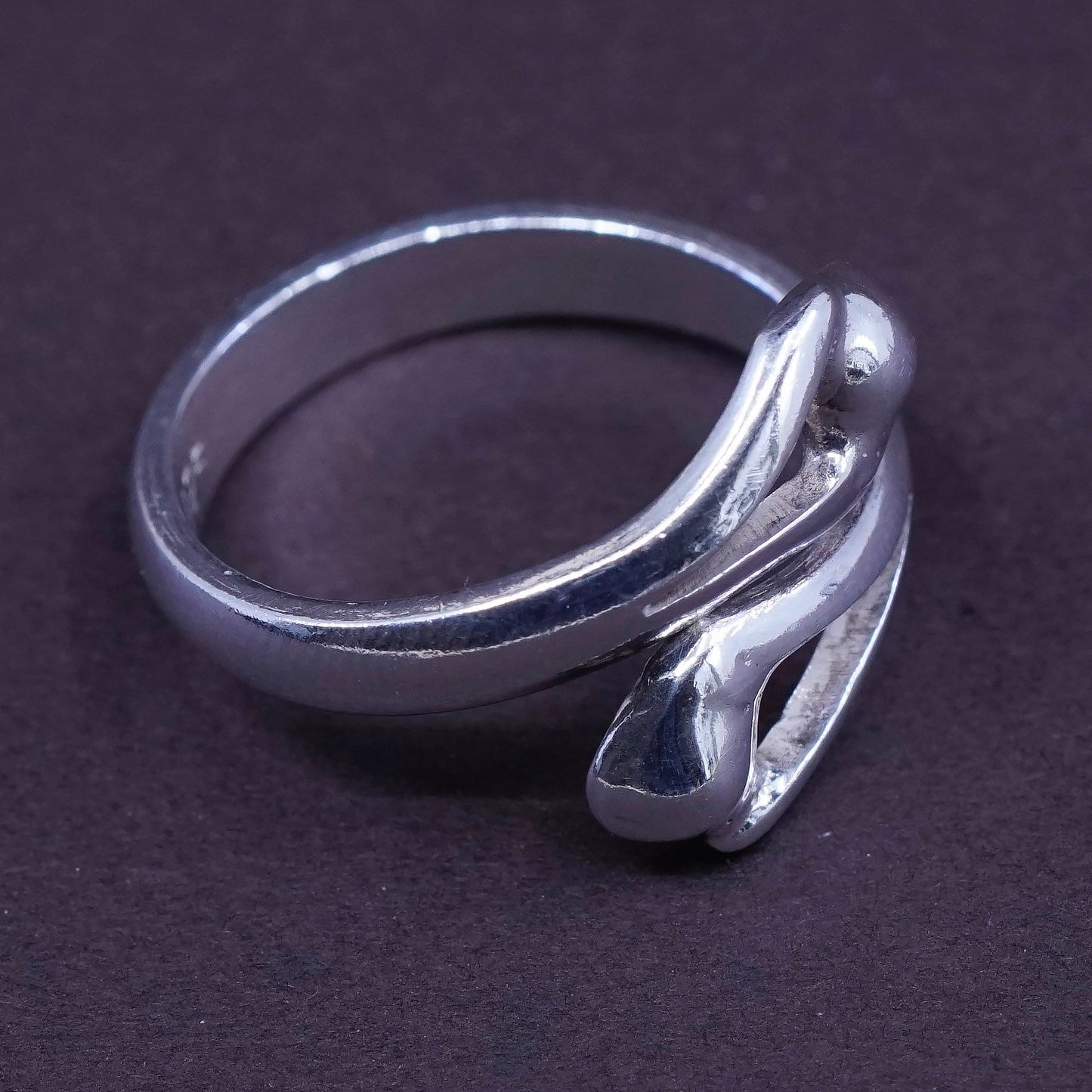 Size 7.25, vintage Sterling silver handmade ring, 925 wrap band, stamped 925