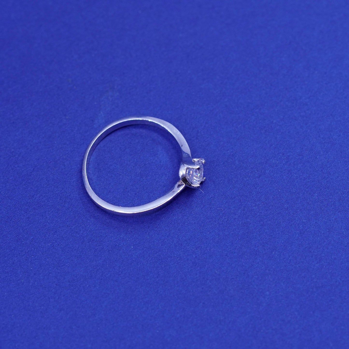 Size 8, vintage Sterling silver handmade ring, 925 engagement ring with cz