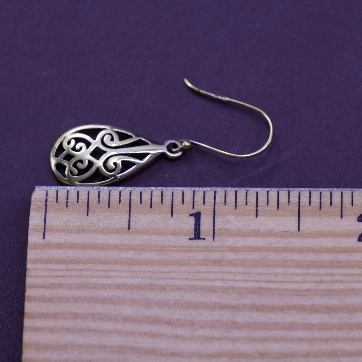 vermeil gold over Sterling silver handmade earrings 925 Bali Filigree teardrops