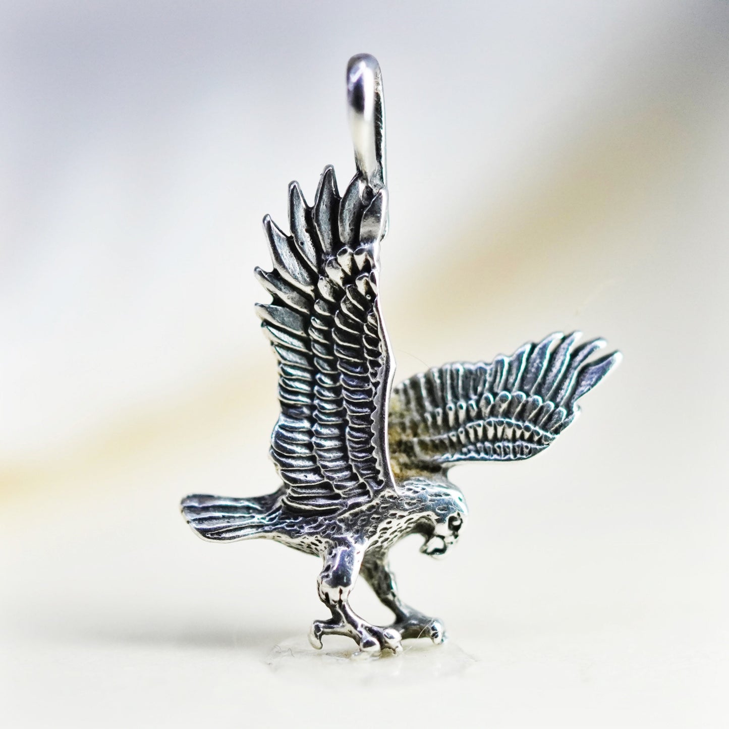 Vintage Sterling 925 silver handmade Eagle pendant charm