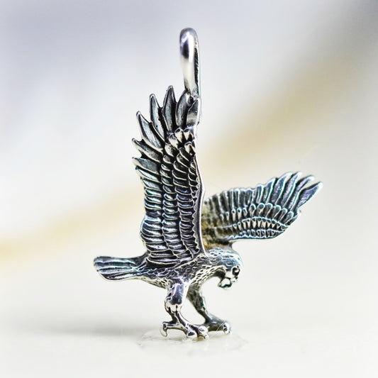 Vintage Sterling 925 silver handmade Eagle pendant charm