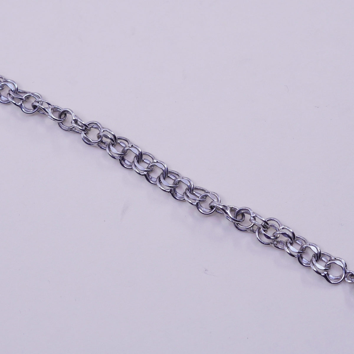 7”, 8mm, Vintage sterling silver double curb chain, 925 charm bracelet
