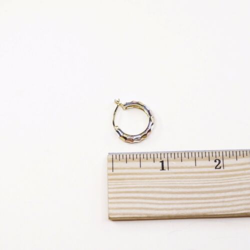 0.75”, Vintage Triple Tone gold over Sterling 925 Silver hoops Huggie Earrings