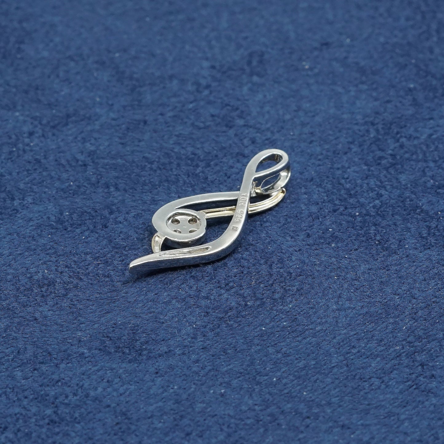vtg two tone Sterling silver with 10K pendant, 925 N genuine diamond
