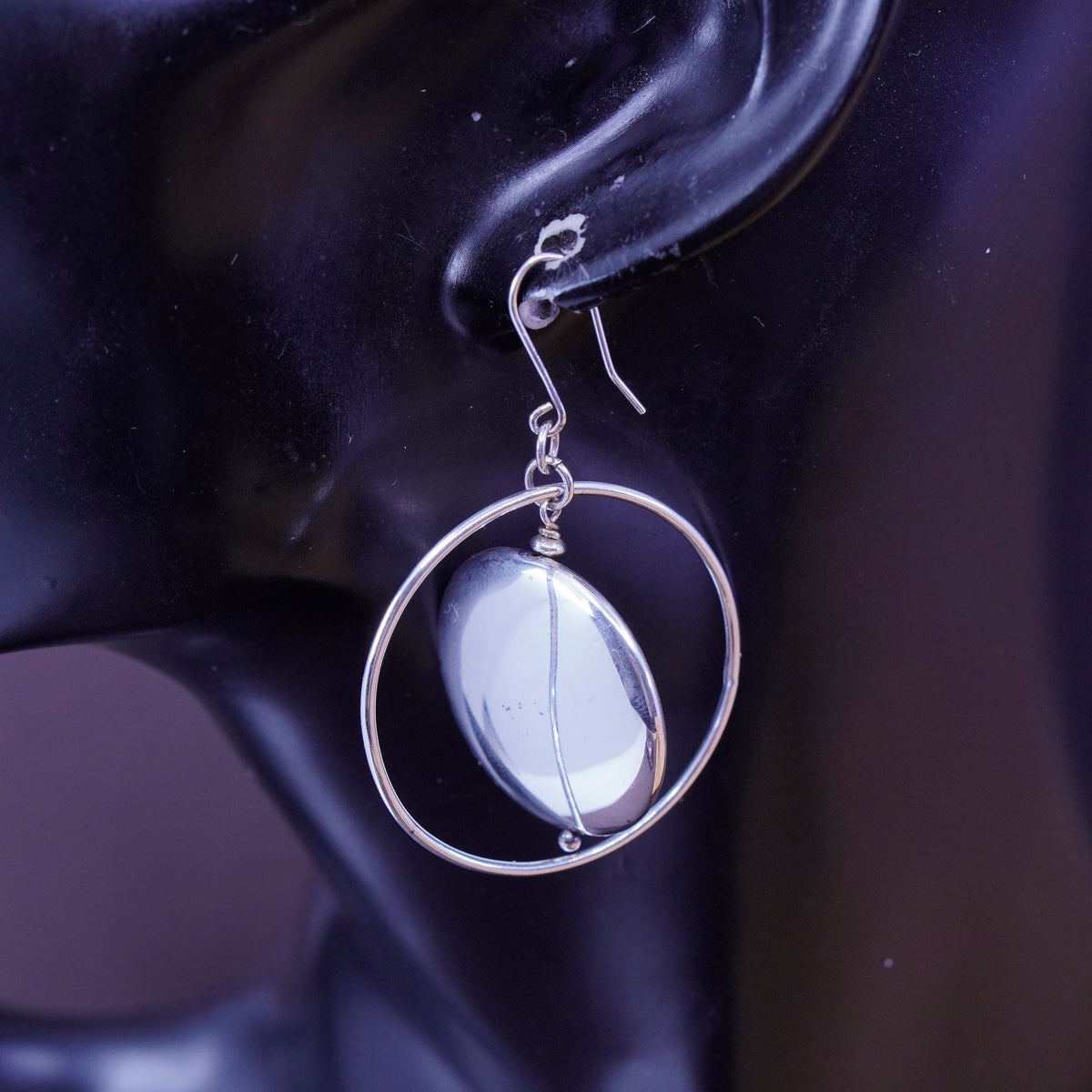 PV Italy Sterling silver earrings, Modern 925 multi circle dangles