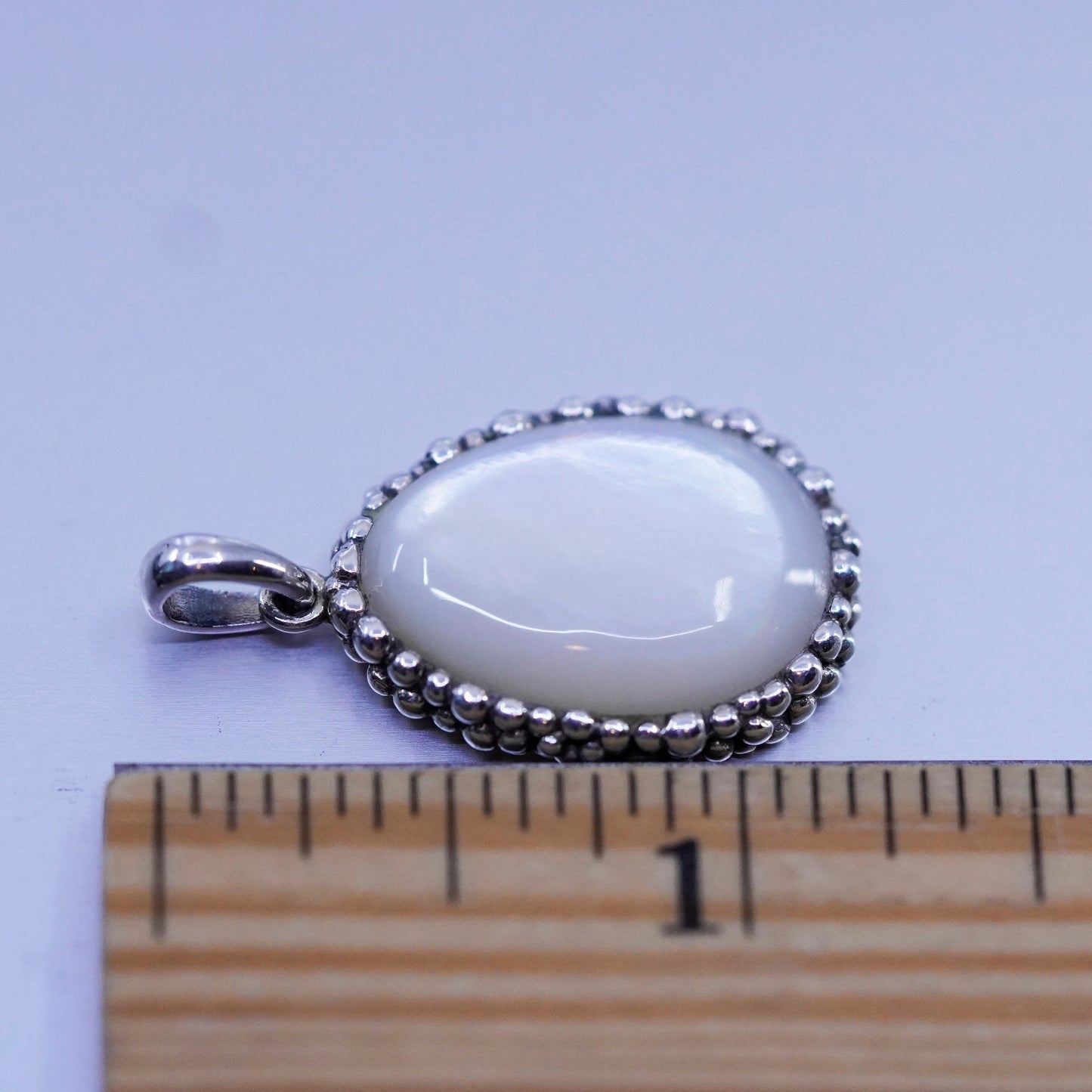 Vintage sterling 925 silver handmade pendant with teardrop white moonstone