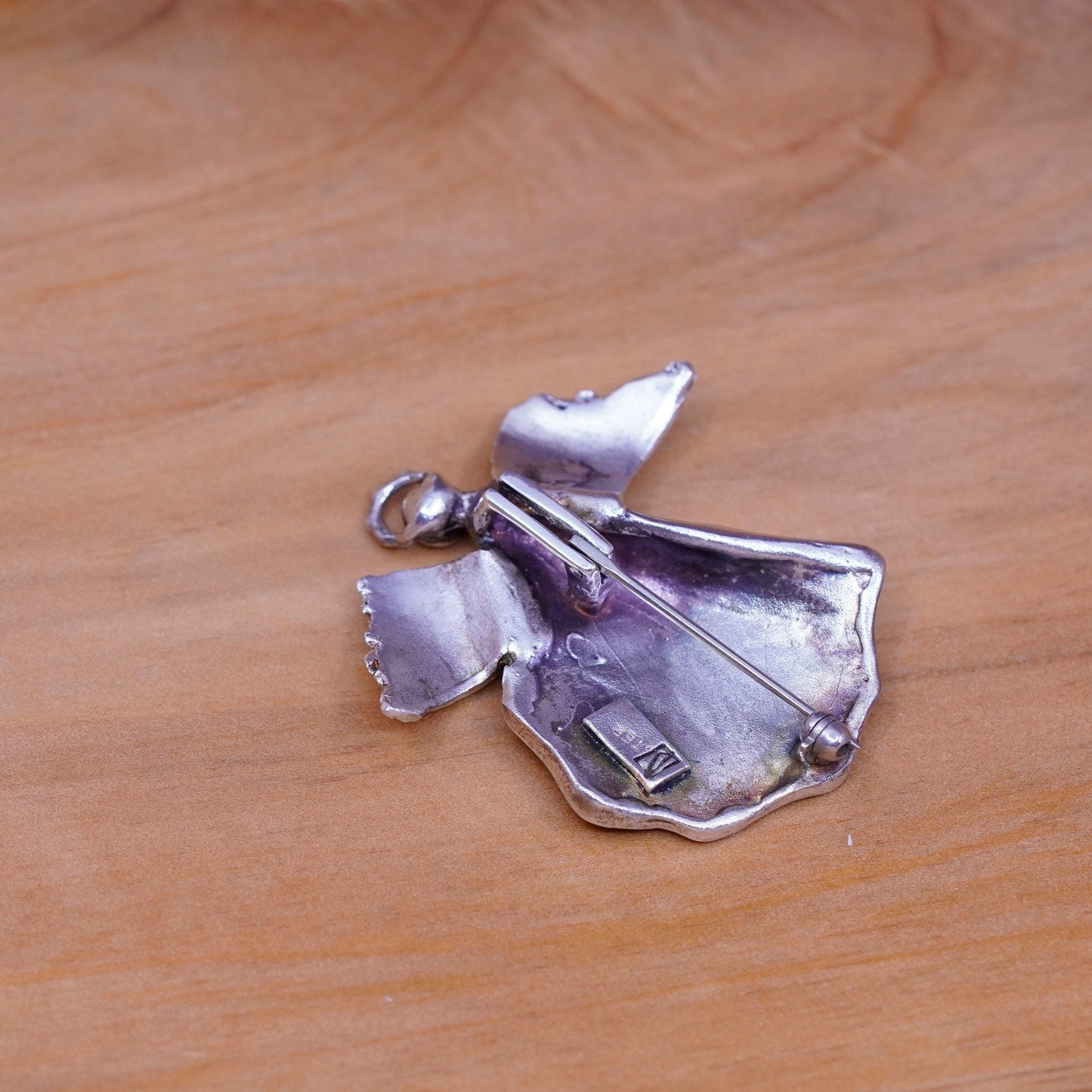 Vintage handmade sterling 925 silver modern abstract angel brooch