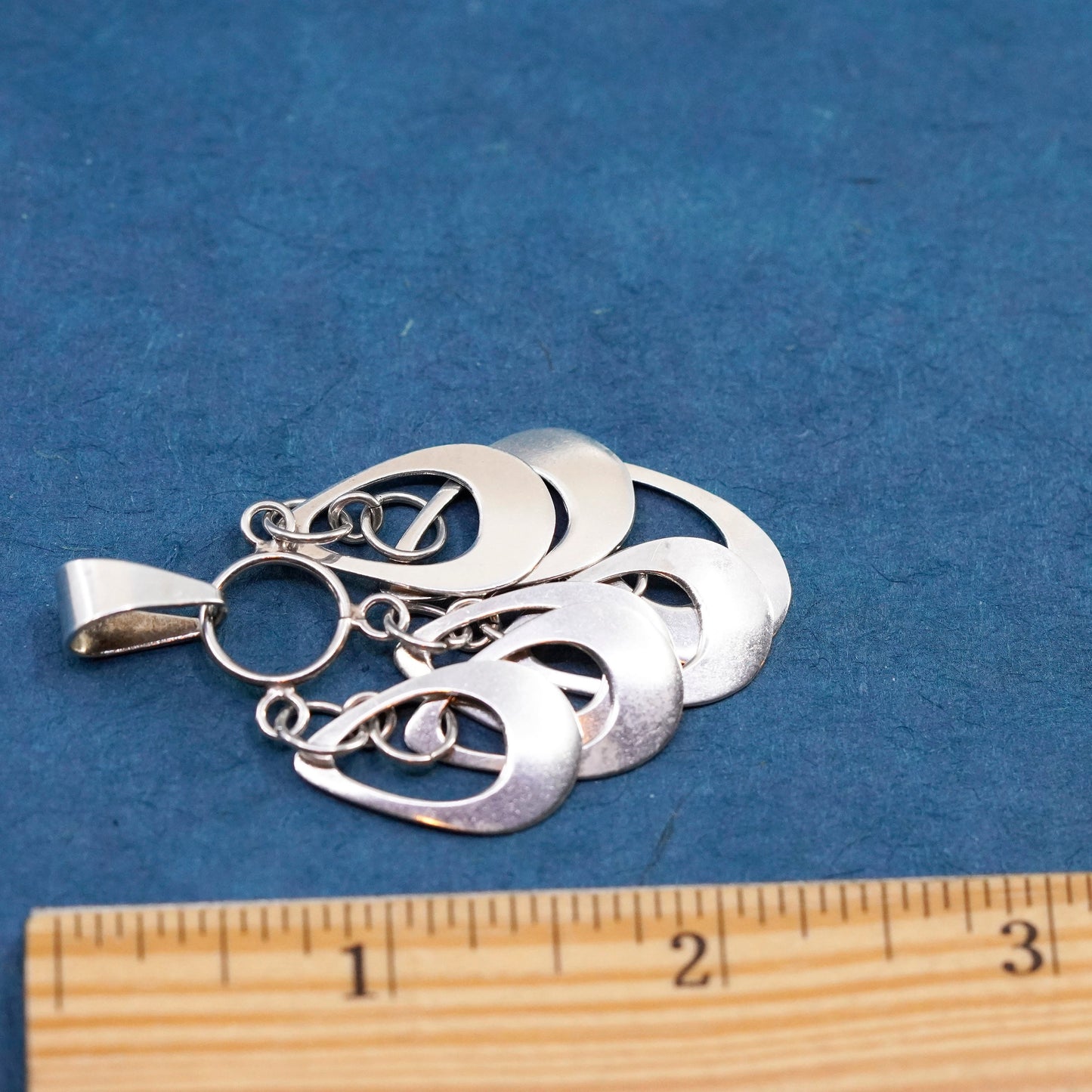 Vintage Sterling silver handmade pendant, 925 cluster teardrop