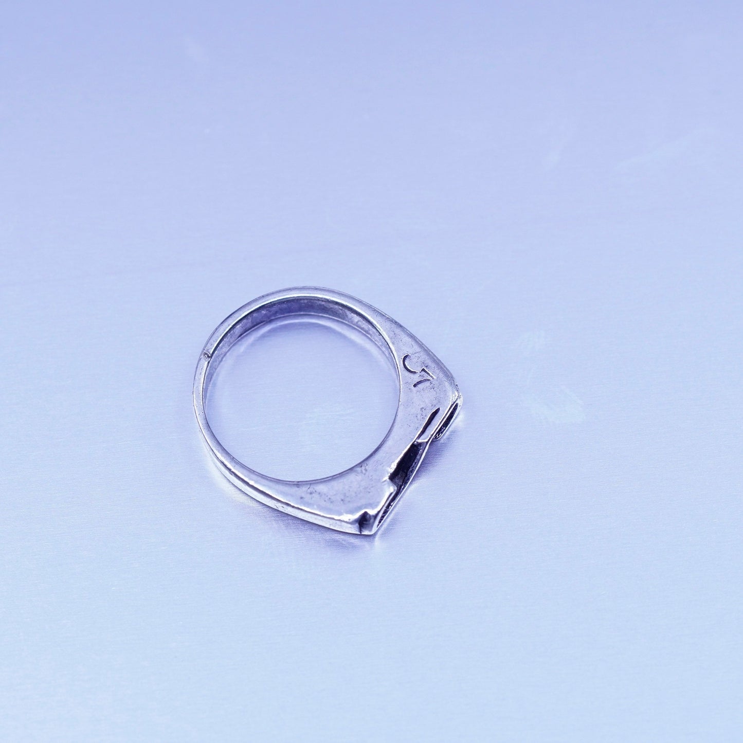 Size 5, vintage Sterling 925 silver stackable ring, initial letter S band