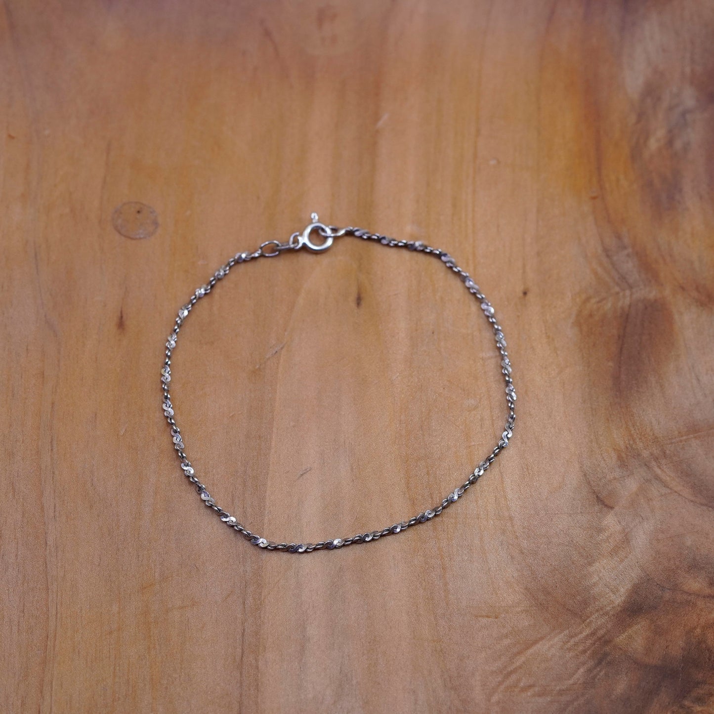8”, italy Sterling silver handmade twisted s link bracelet chain