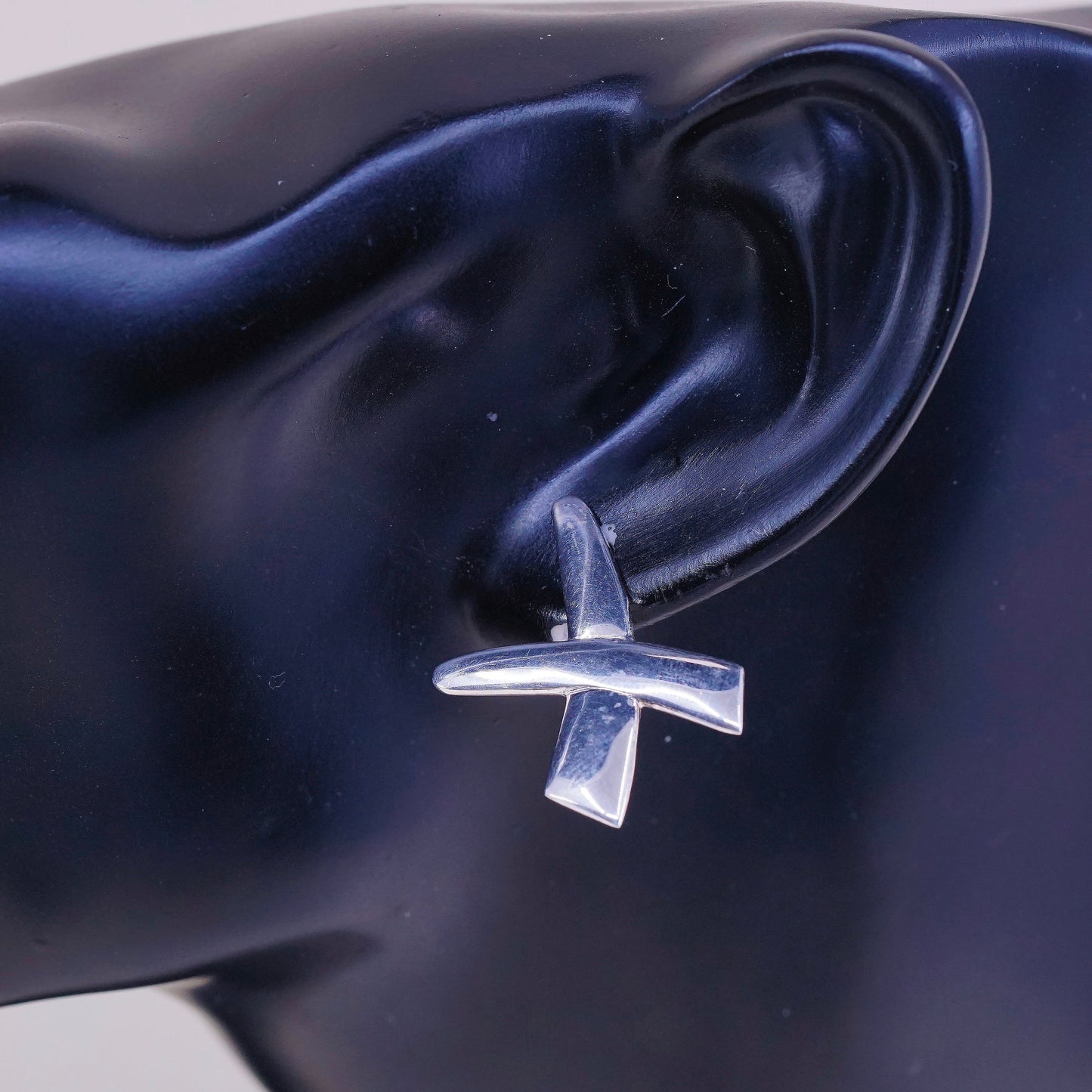 Vintage Sterling silver handmade earrings, 925 cross studs