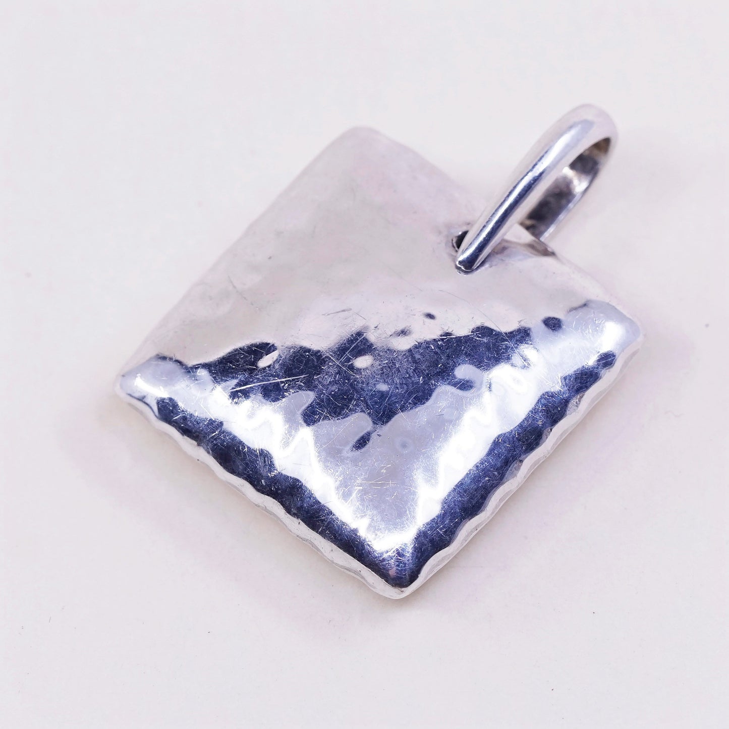 Silpada handmade Sterling 925 Silver Square Hammered Pillow Pendant S1118