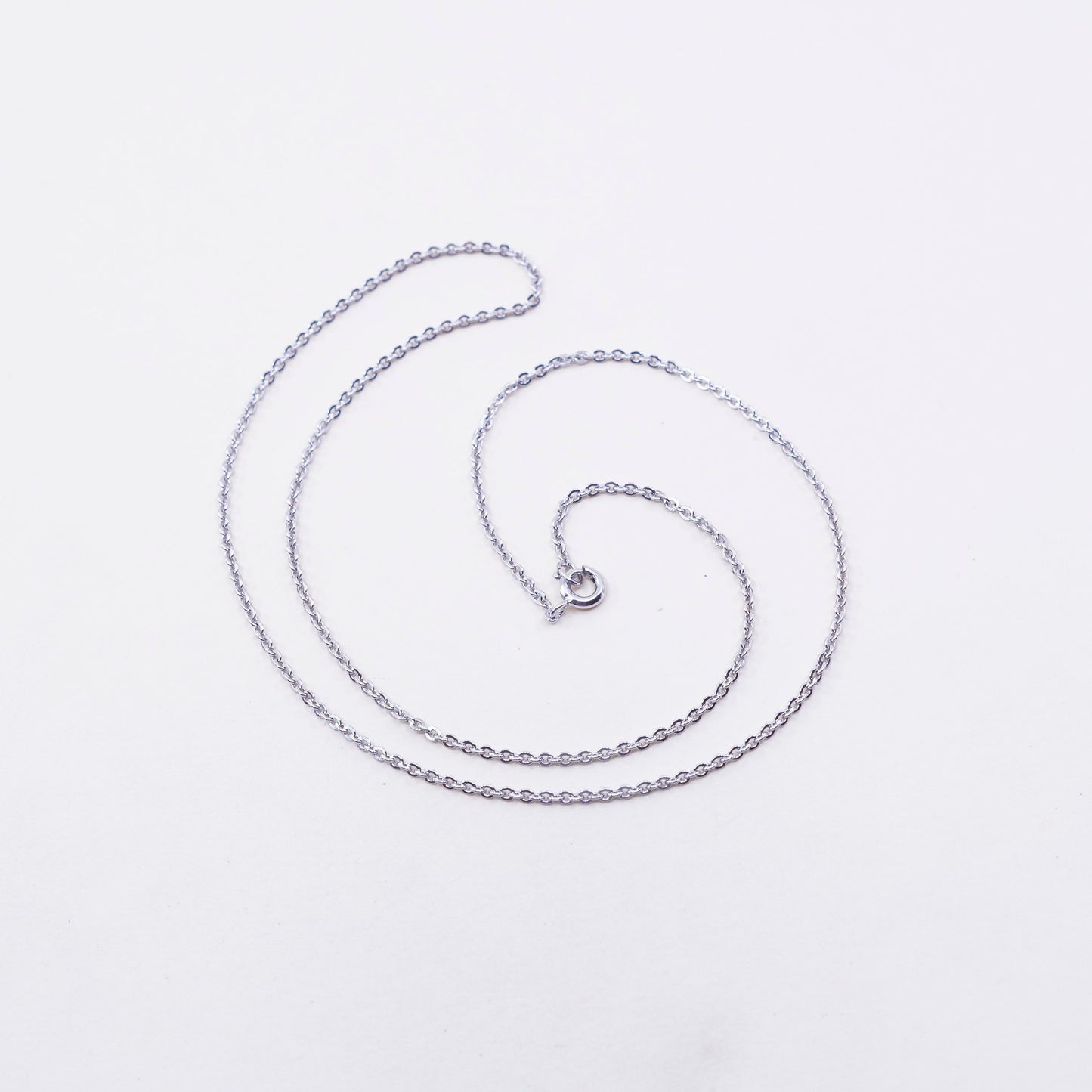 18”, 1.6mm, Vintage sterling silver flatten circle chain, Italy 925 necklace