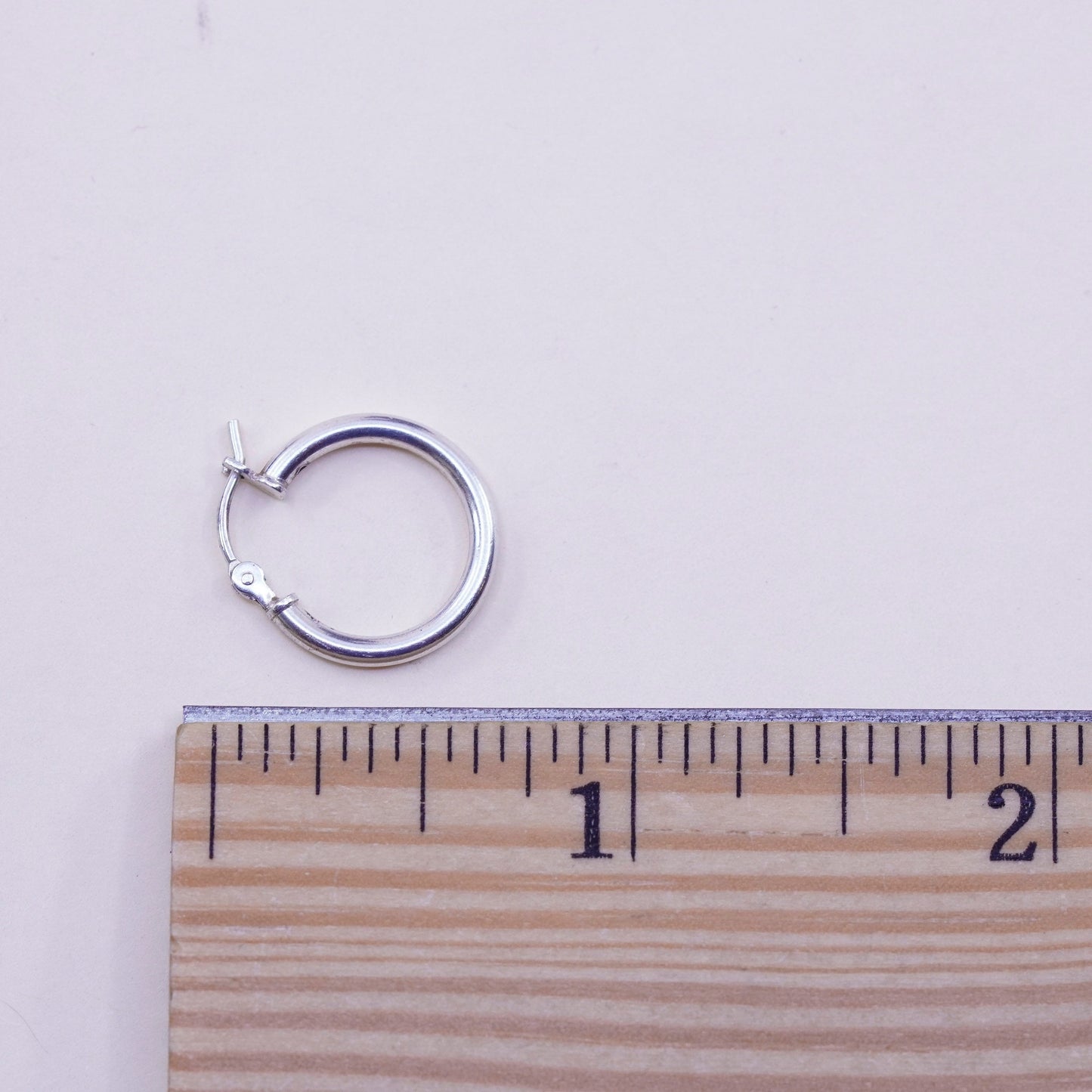 0.5”, Vintage sterling silver loop earrings, fashion minimalist, 925 hoops