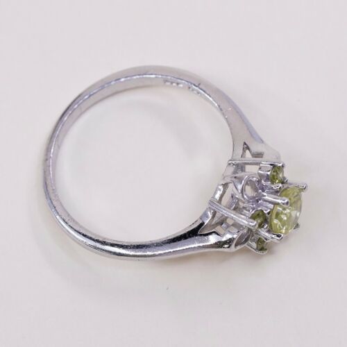 Sz 8, Vtg Sterling Silver handmade Ring, 925 Silver W/ Round Cut citrine