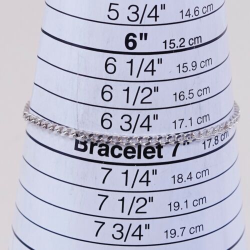7”, 3mm, Vtg Italy Milor Sterling Silver Bracelet, curb Chain, Stamped 925