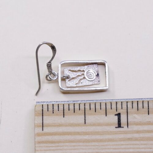Vtg Handmade 925 Sterling Silver Sun Dangle Earrings, Silver Fested