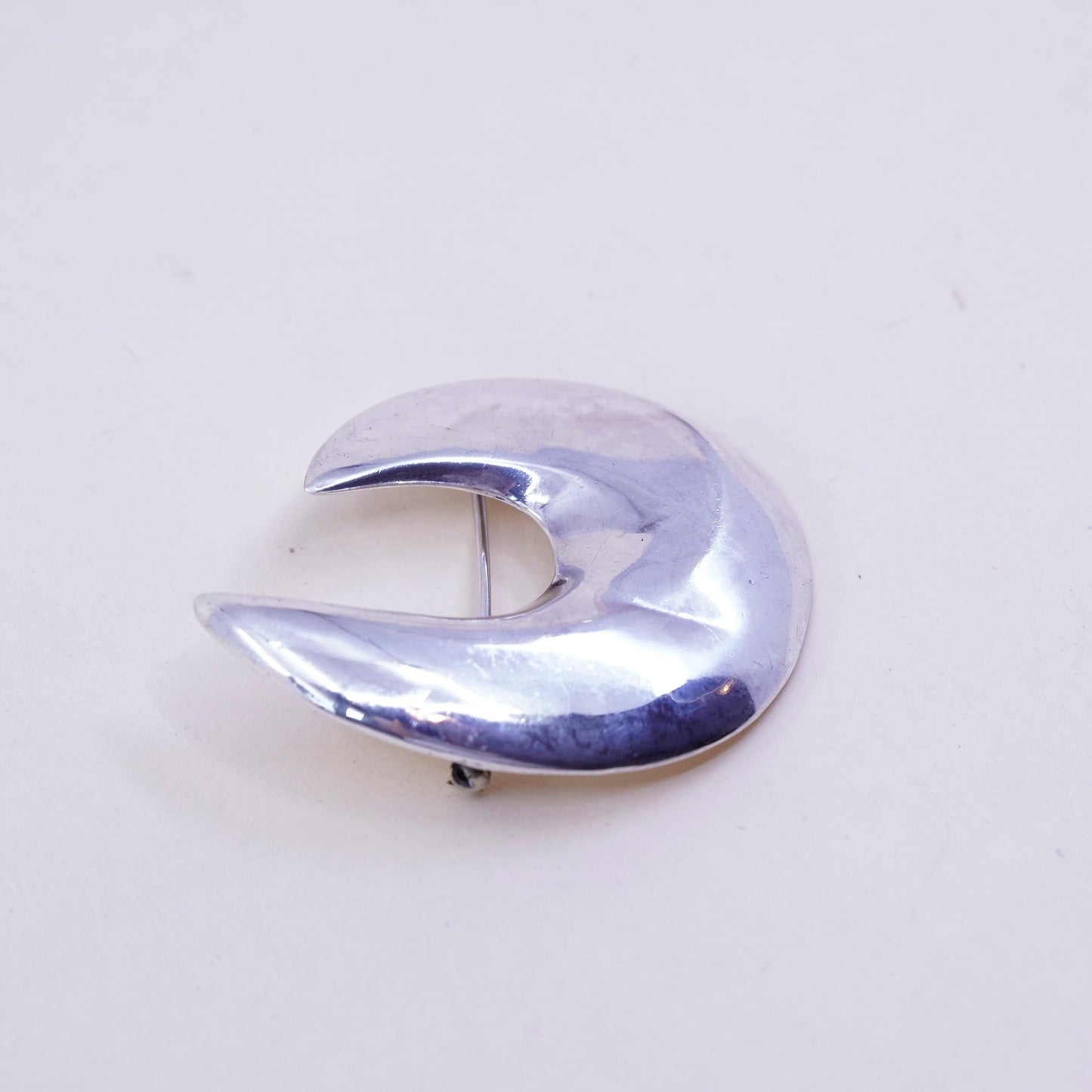 Vintage sterling 925 silver handmade brooch, minimalist, modern swirl design