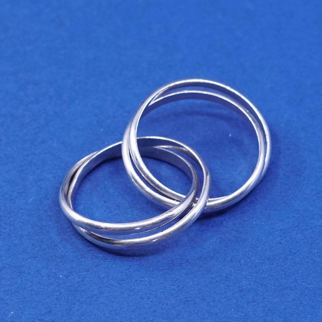 sz 6, vtg Sterling silver handmade ring, 925 entwined band