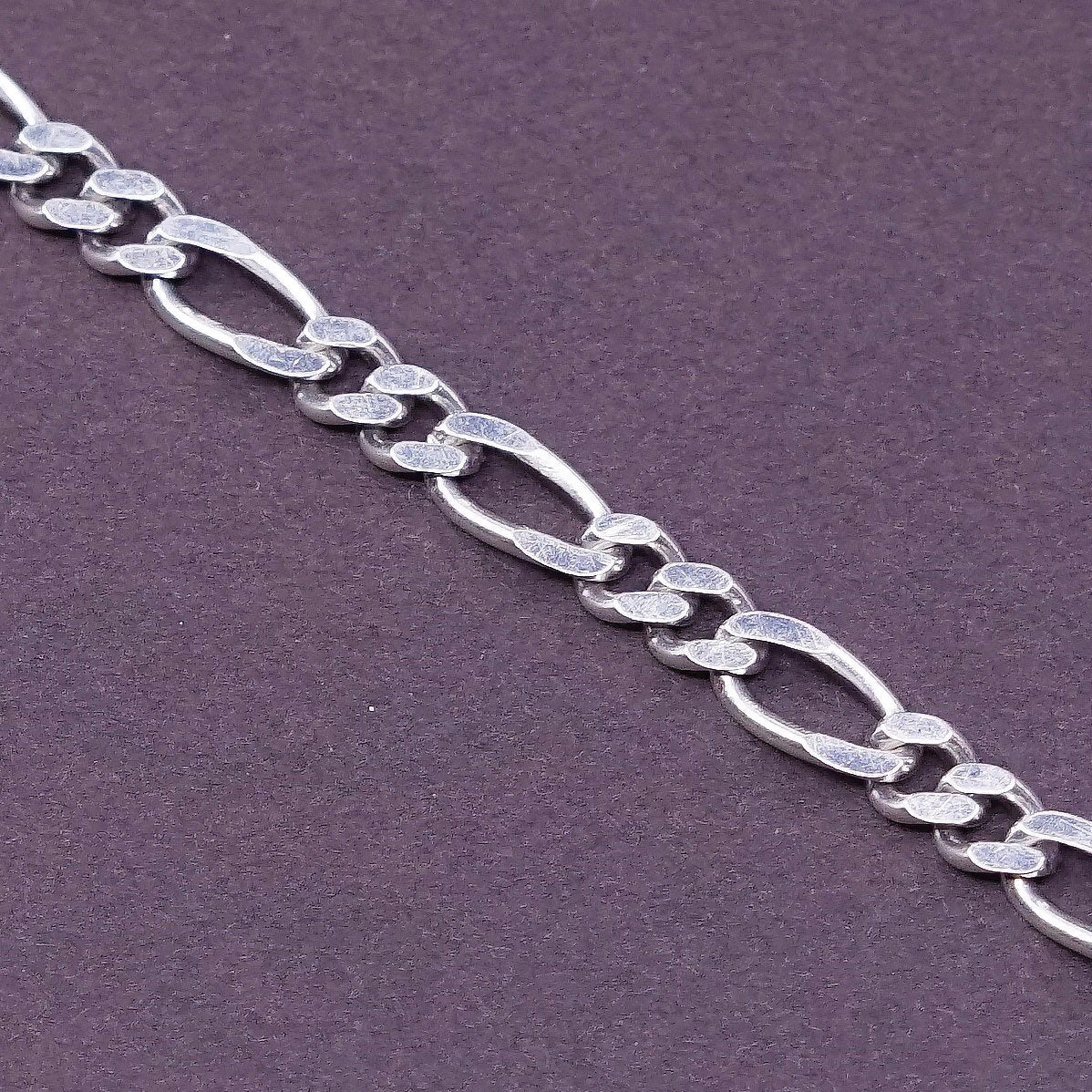 7", 4mm, Sterling silver handmade bracelet, italy 925 figaro link chain