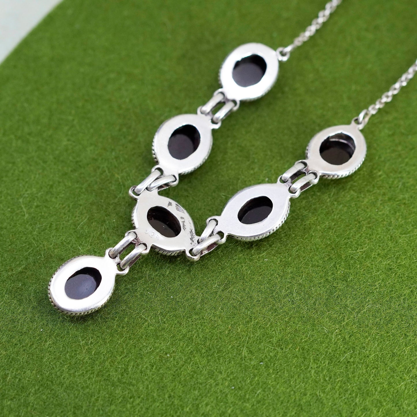 16+2”, vintage Sterling silver necklace, Italy 925 circle chain garnet pendant