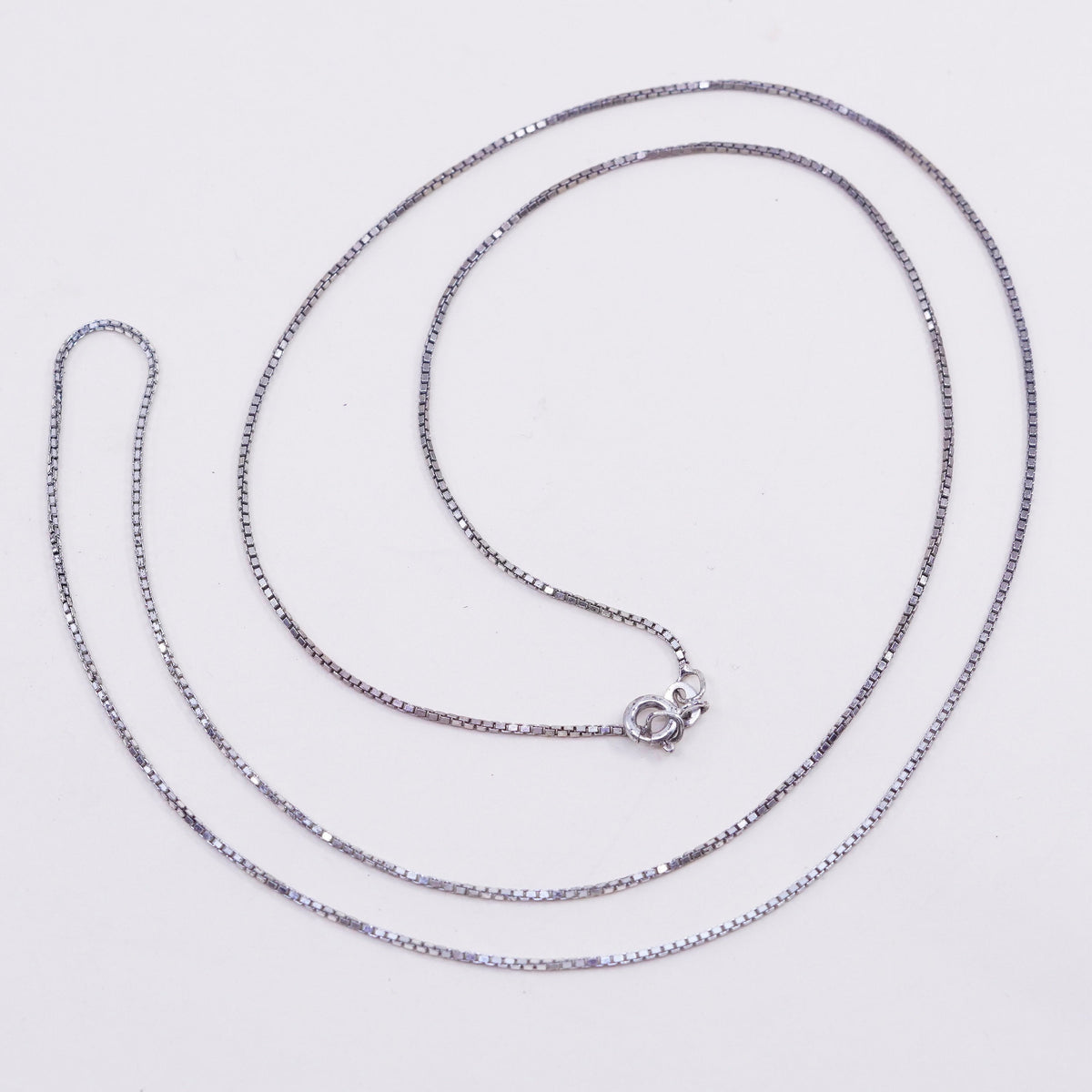 29”, 1mm, Vintage sterling silver Italy 925 silver box chain, necklace