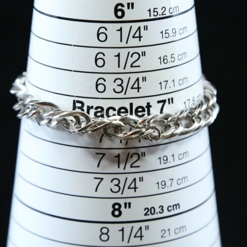 7”, Vtg Sterling Silver Handmade Bracelet, 925 double curb link Chain