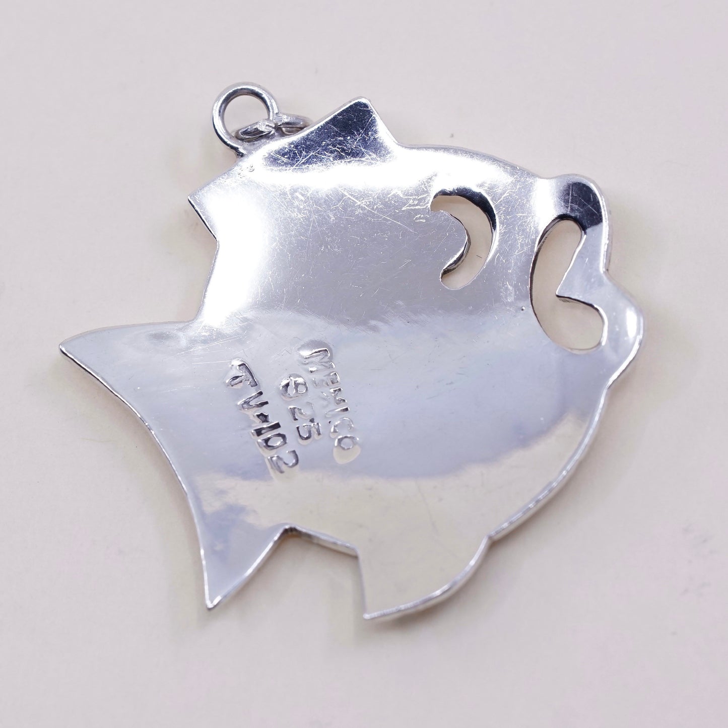 Vintage sterling silver handmade pendant, 925 fish charm