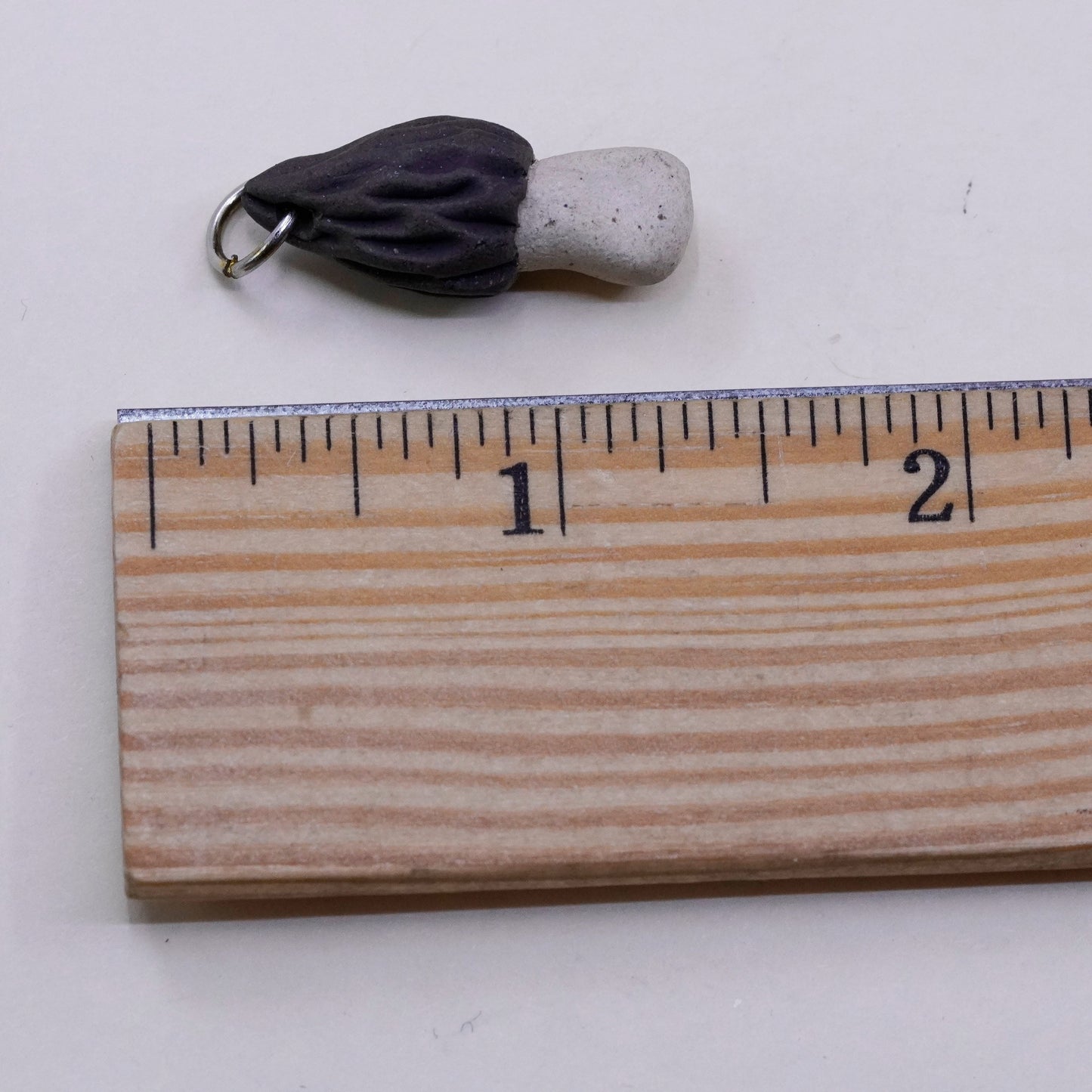 Vintage Sterling silver handmade clay mushroom charm, 925 pendant