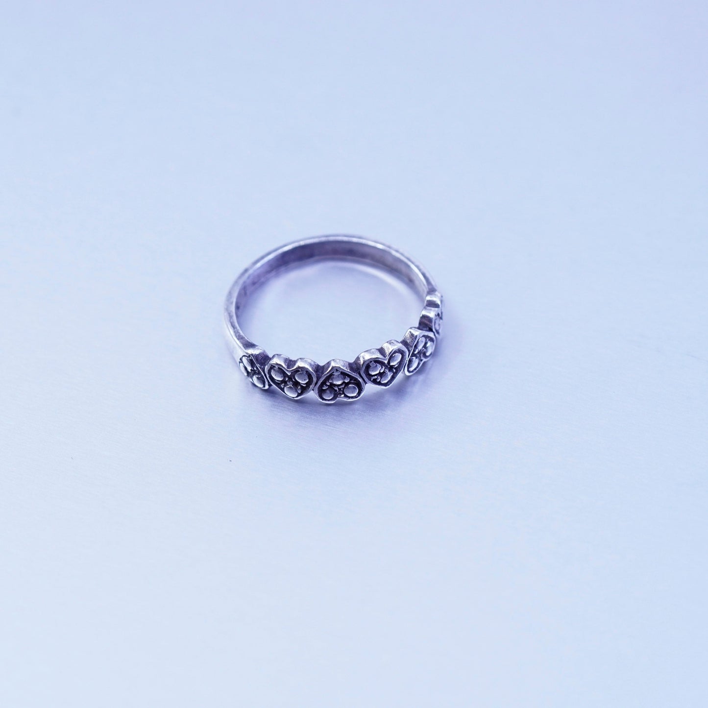 Size 6.5, vintage southwestern Sterling 925 silver handmade ring, heart band