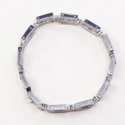 7”, Vtg Mexico Sterling 925 Silver Handmade Tennis Bracelet, Stamped Sterling