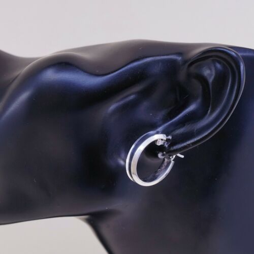 0.75” Vtg JCM sterling silver Ribbed earrings Hoops, stamped 925