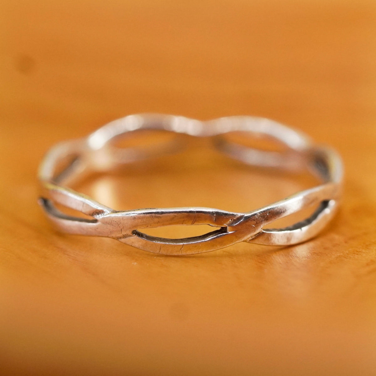 size 9.25, vintage Sterling silver handmade ring, 925 entwined band