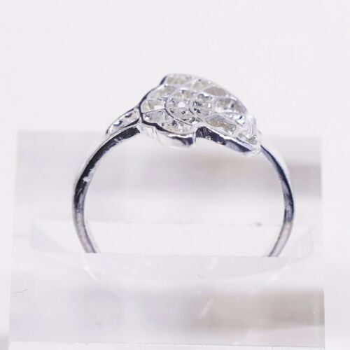 Sz 8.5, Vtg Sterling Silver Handmade Ring, 925 Silver Band W/ Filigree Wing
