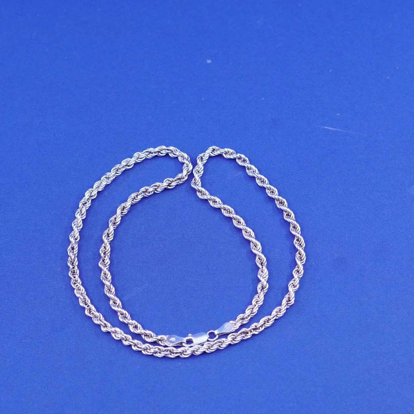 18”, 3mm, vintage Sterling silver handmade necklace, 925 diamond rope chain