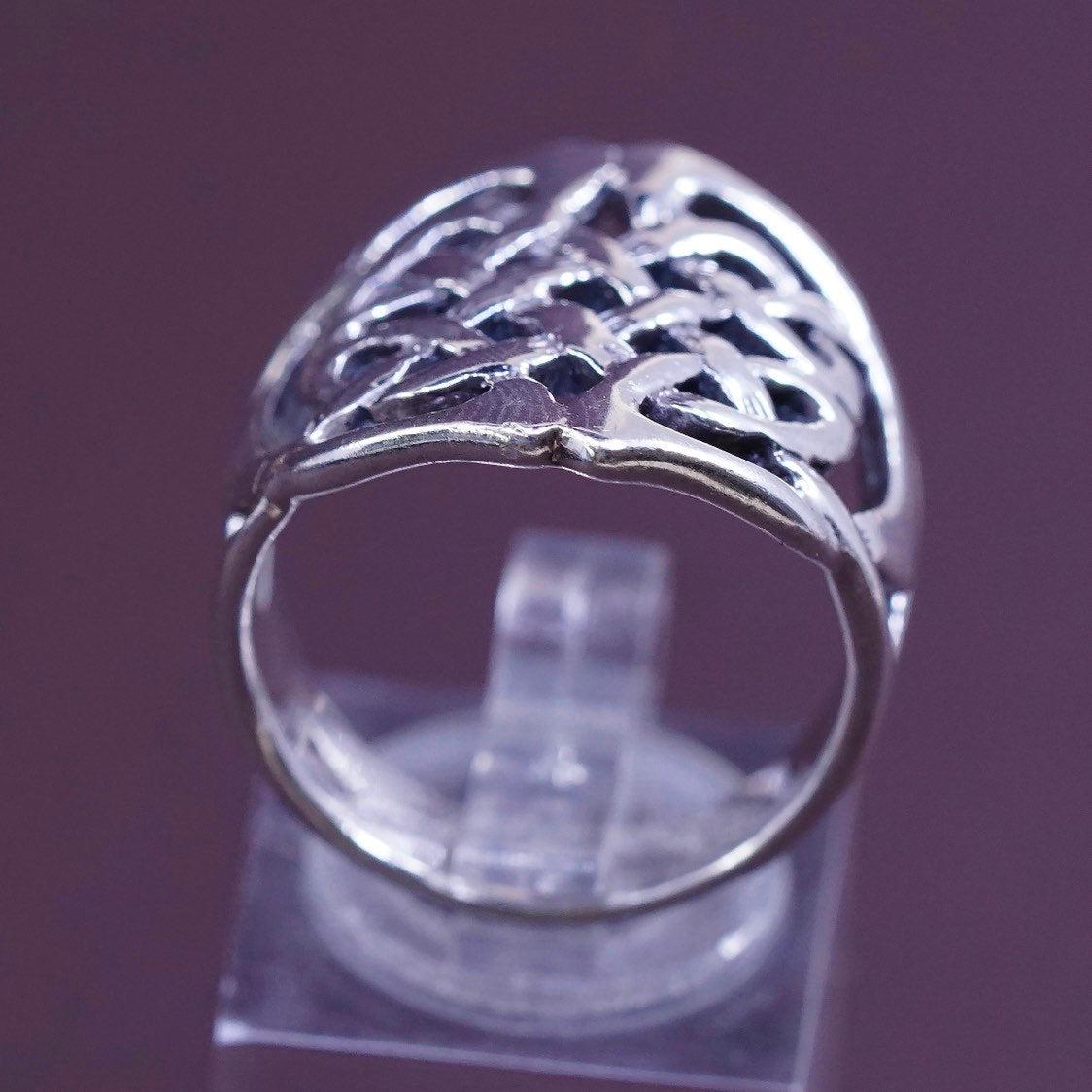 Size 8, VTG Sterling silver handmade wired ring, solid 925 silver Irish band