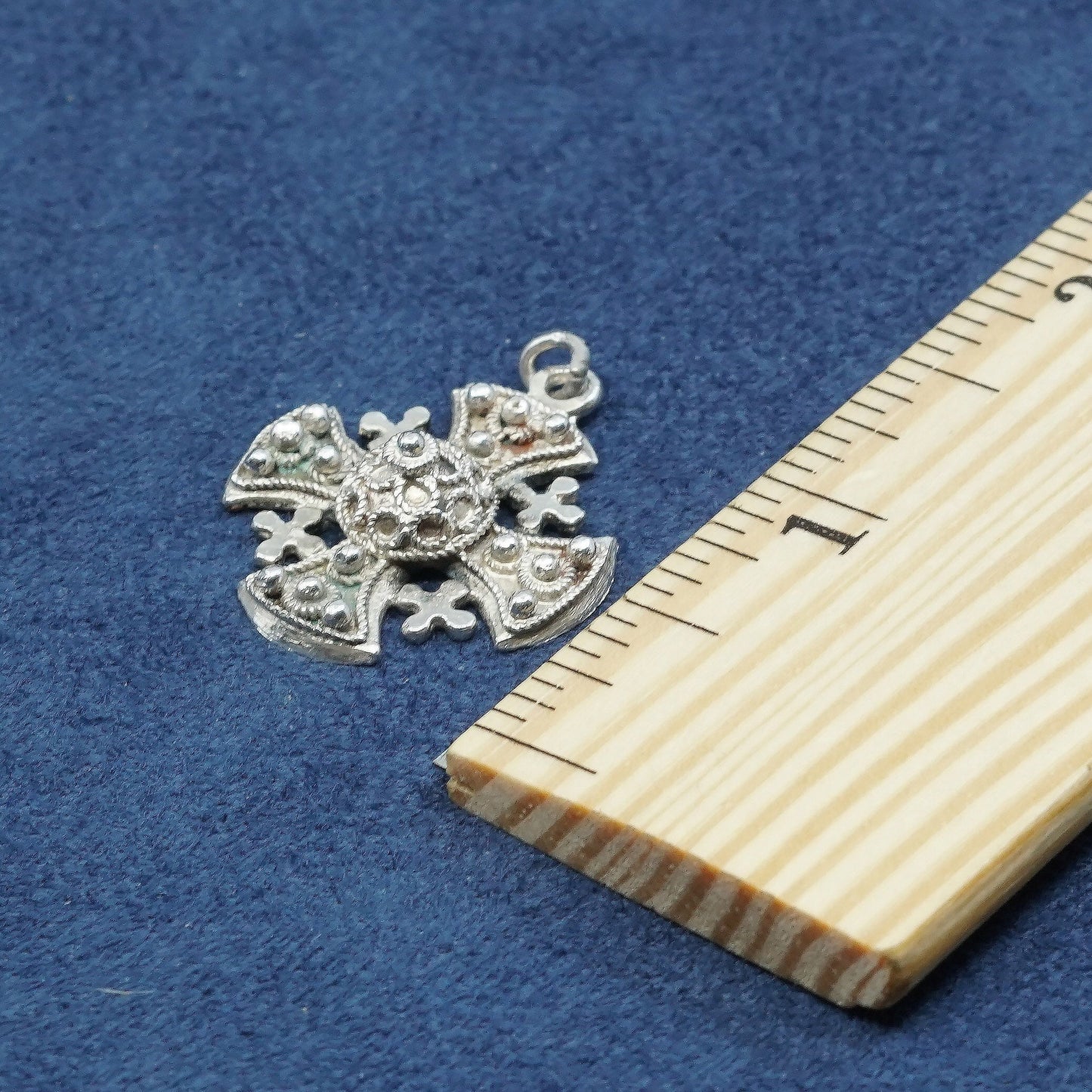 Vtg Filigree Jerusalem Cross handmade Pendant 999 Sterling Silver