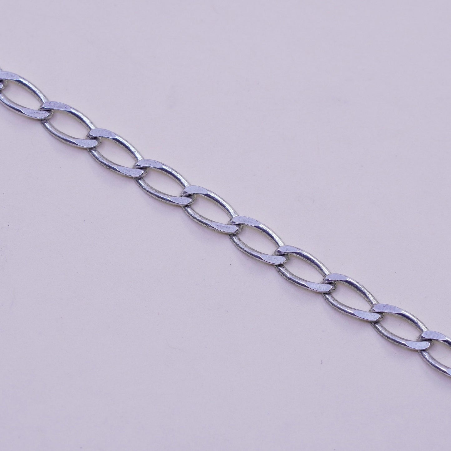 7”, 4mm, Vintage sterling 925 silver flatten curb bracelet
