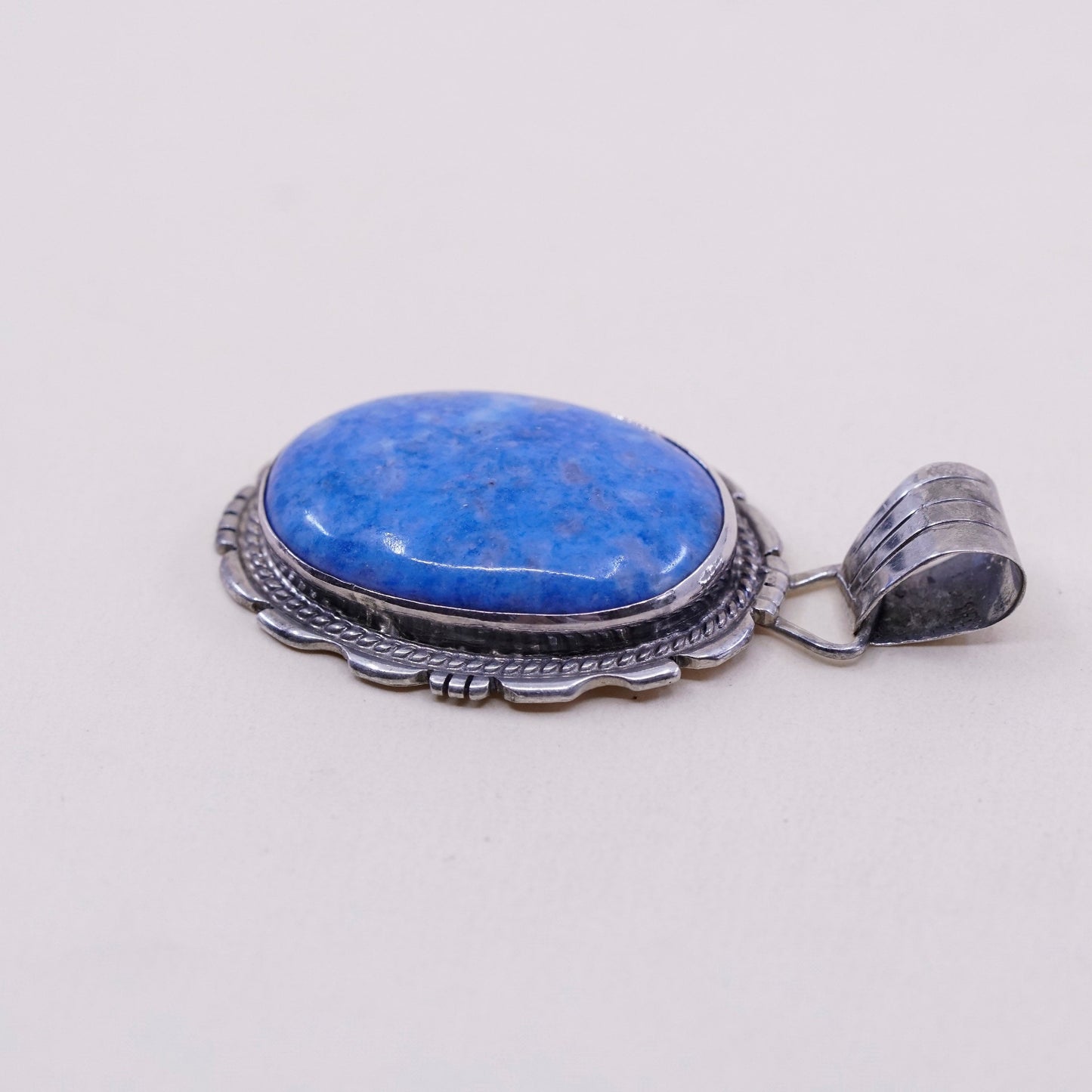 vtg natives American sterling 925 silver handmade pendant with oval sodalite
