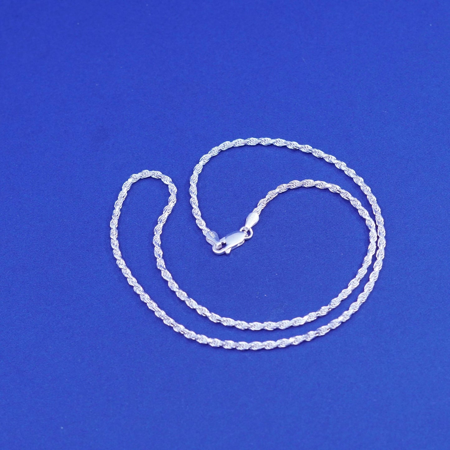 18”, vintage IBB Sterling silver handmade necklace, 925 diamond rope chain