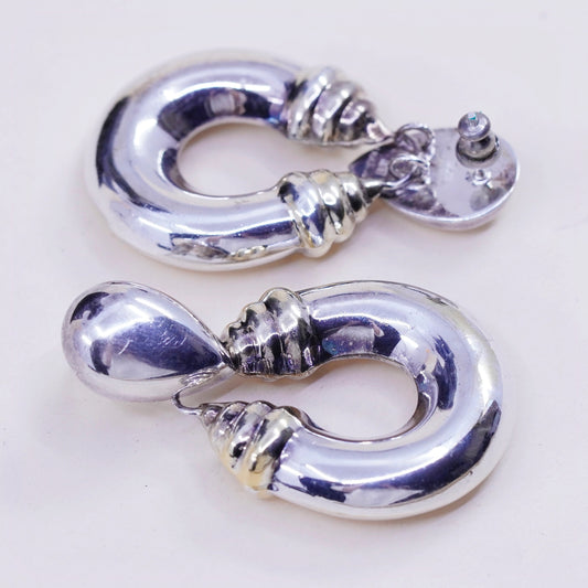 Vintage modern IBB sterling silver handmade earrings, bold 925 teardrop dangle
