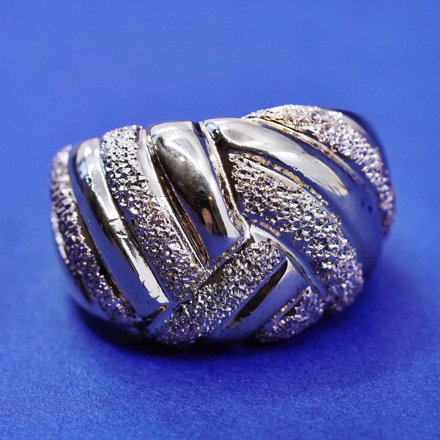Size 6, Itaor Italy vermeil gold sterling silver handmade ring, glittering band