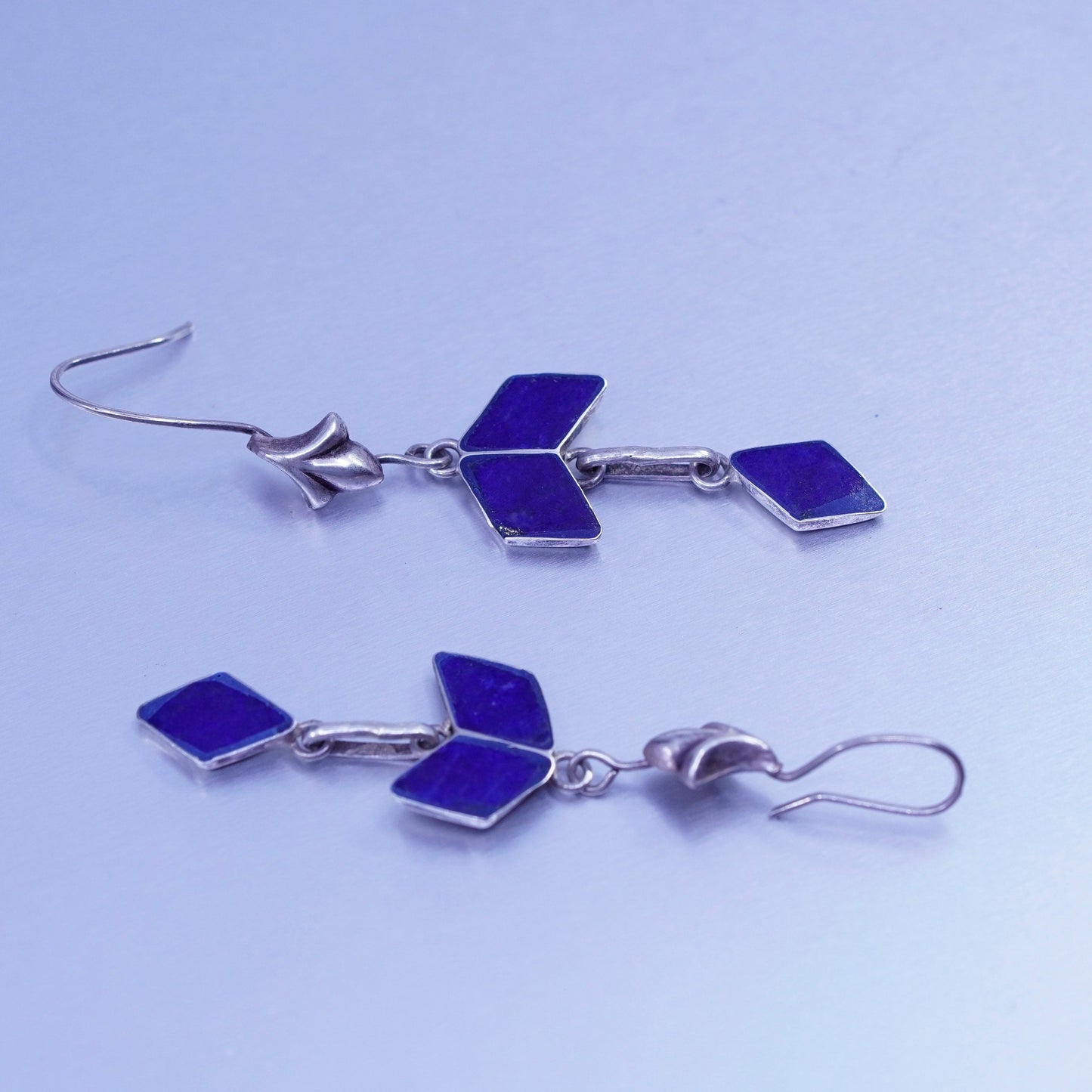 Vintage Sterling 925 silver handmade earrings with lapis lazuli