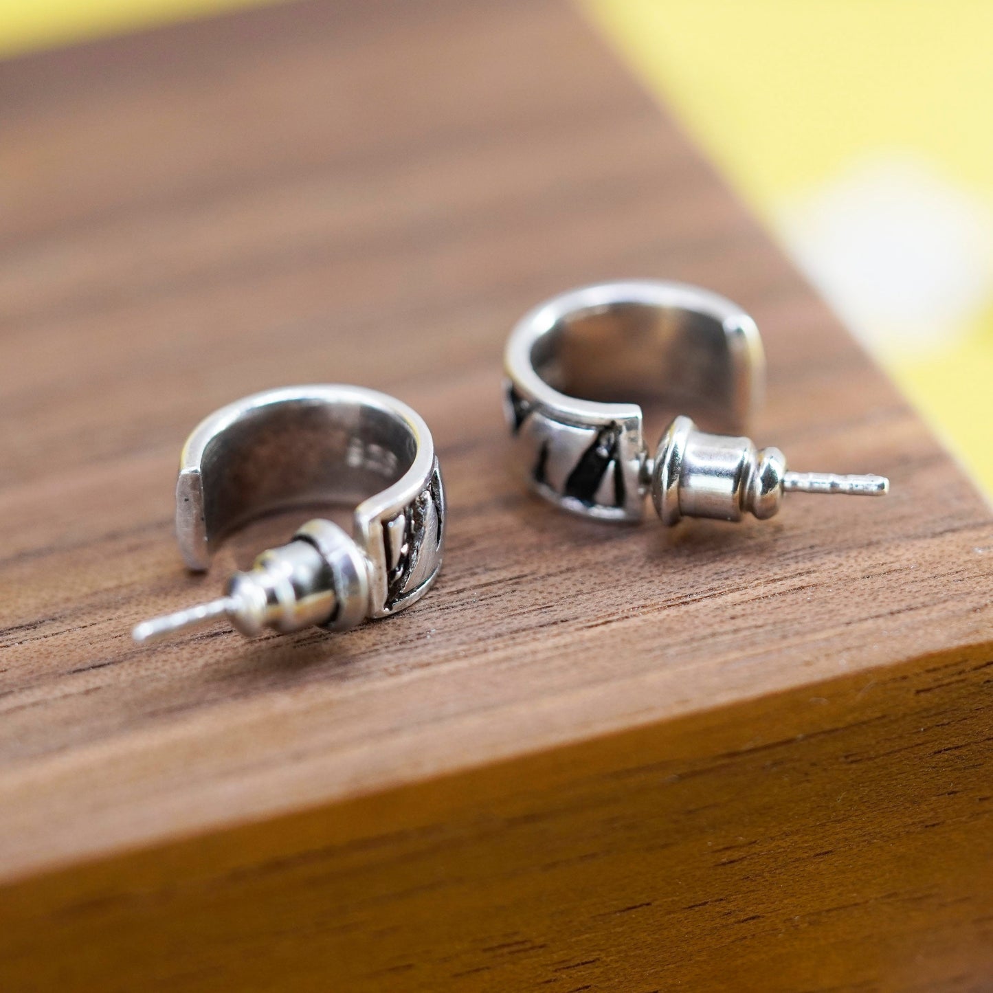 0.5”, Sterling silver handmade hoop earrings, 925 huggie studs