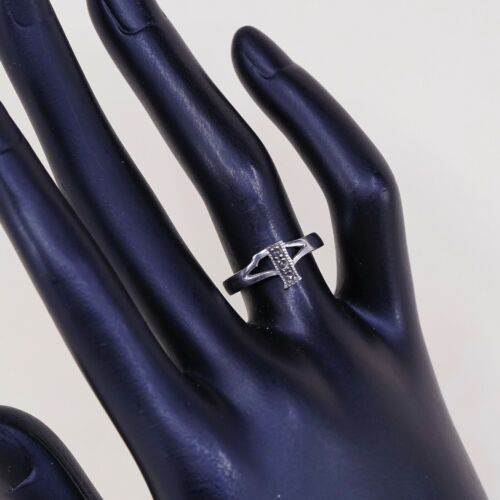 Size 6.5, Vtg Sterling Silver Handmade Ring, 925 Silver Band W/ Marcasite