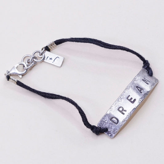 6.5”, vtg Ian Gibson J&I Sterling 925 silver bracelet, with bar engraved “dream