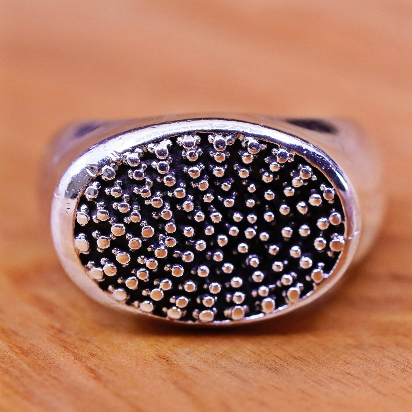 Size 8, michael dawkins sterling silver handmade ring 925 statement beaded band
