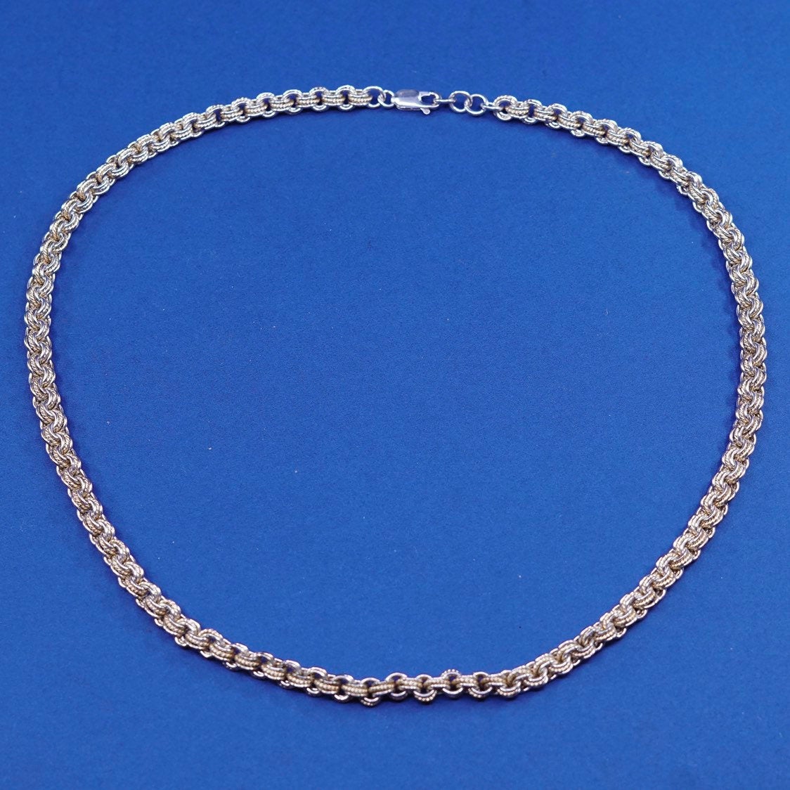 20”, 5mm, Sterling silver handmade necklace, two Tone 925 circle chain