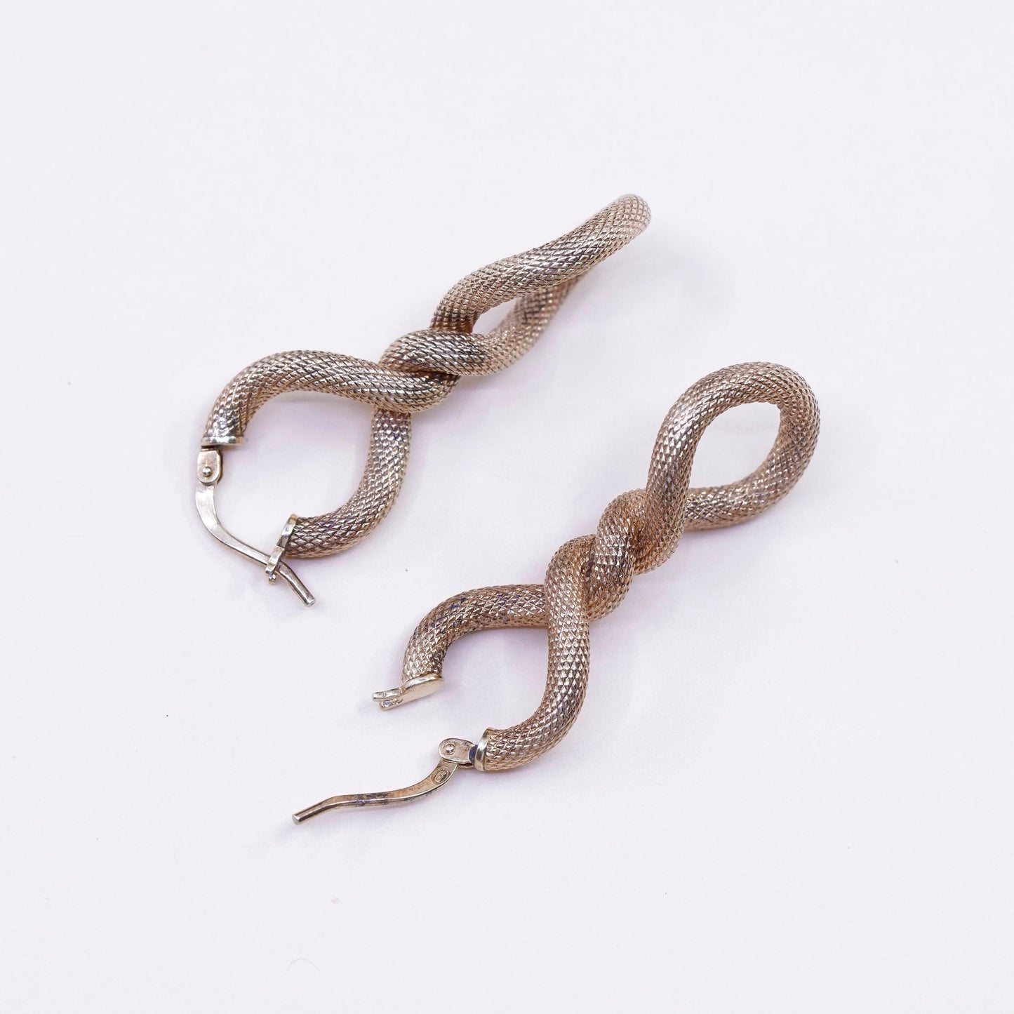 1.5”, vermeil gold sterling silver handmade earrings, mesh twisted 925 hoops